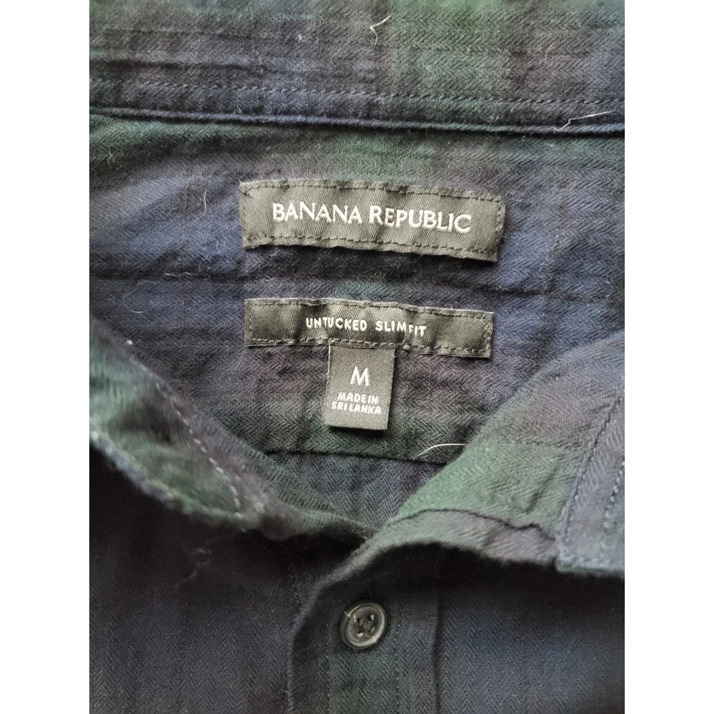Banana Republic Mens medium Untucked Slim Fit Flannel, Plaid Cotton-blend